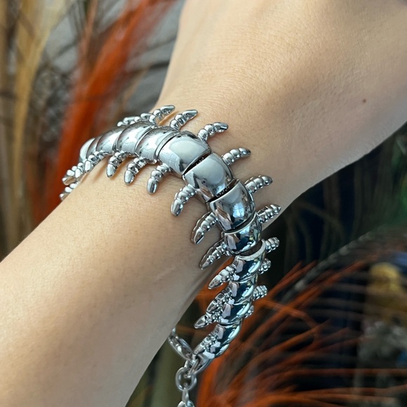 Unsex silver centipede bracelet,Large centipede bracelet,Centipede choke… - Picture 5 of 6